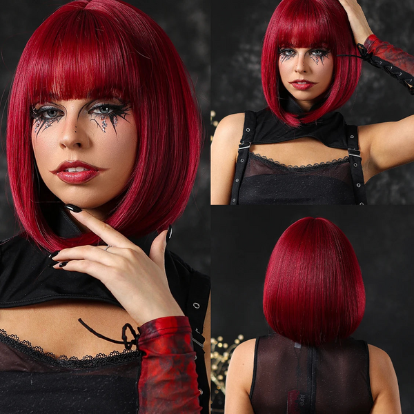 Bright Red Bob Wig