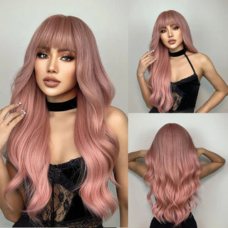 Pink Wig with Bangs