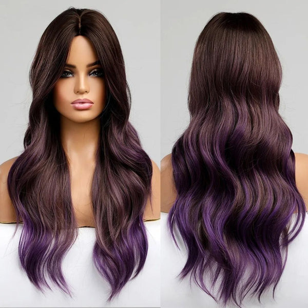 Ombre Brown Purple Wig