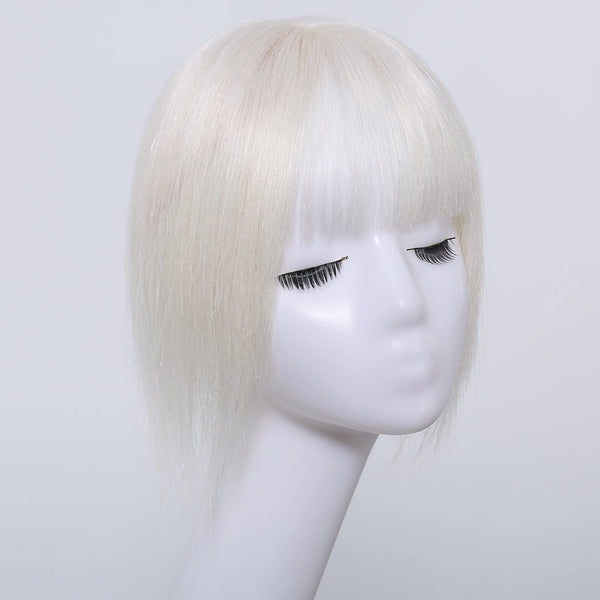 White Hair Topper with Bangs