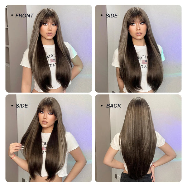 Brown Wig with Bangs