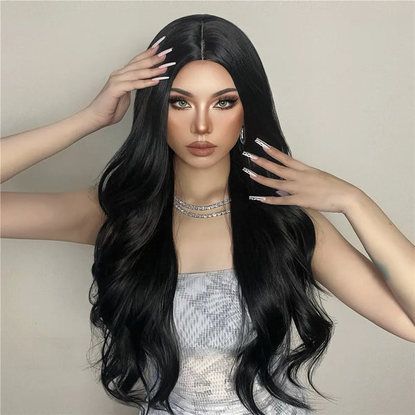 Long Black Synthetic Wig