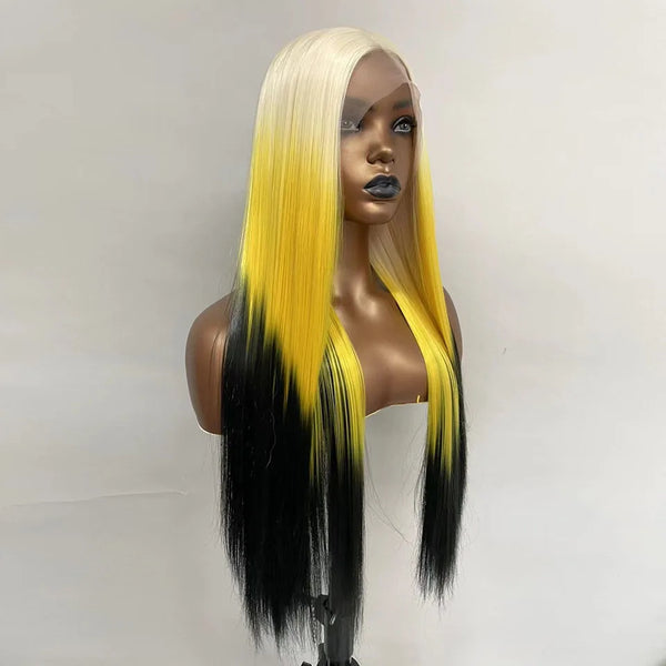 White Yellow and Black Wig