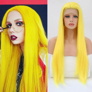 Yellow Synthetic Lace Front Wig