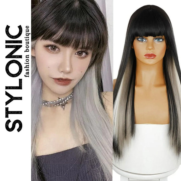 Stylonic Fashion Boutique Synthetic Wig Black and Grey Wig Wigs - Black and Grey Wig | Stylonic Fashion Boutique