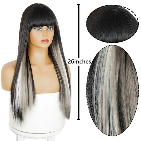 Stylonic Fashion Boutique Synthetic Wig Black and Grey Wig Wigs - Black and Grey Wig | Stylonic Fashion Boutique