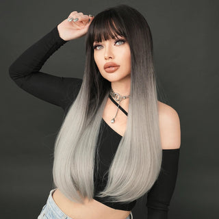 Stylonic Fashion Boutique Synthetic Wig Black and Silver Wig Black and Silver Wig Overview: Photos & Customer Insights