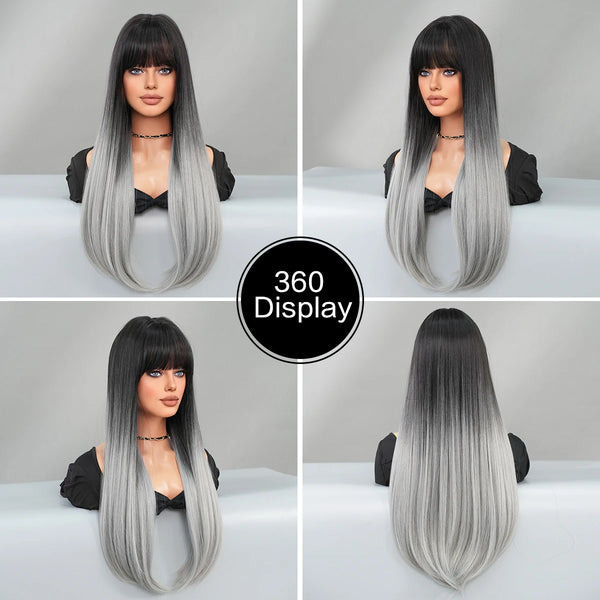 Stylonic Fashion Boutique Synthetic Wig Black and Silver Wig Black and Silver Wig Overview: Photos & Customer Insights