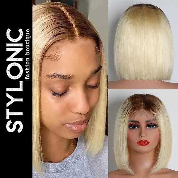 Stylonic Fashion Boutique Human Hair Wig Blonde Bob Human Hair Wig Blonde Brazilian Hair Wig - Stylonic