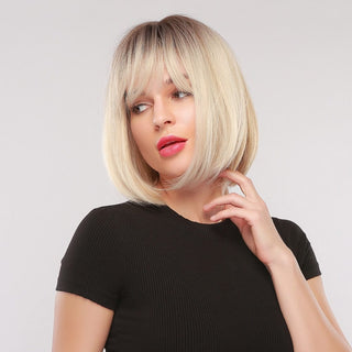 Stylonic Fashion Boutique Synthetic Wig Blonde Bob Wig with Bangs Blonde Bob Wig with Bangs - Stylonic Wigs