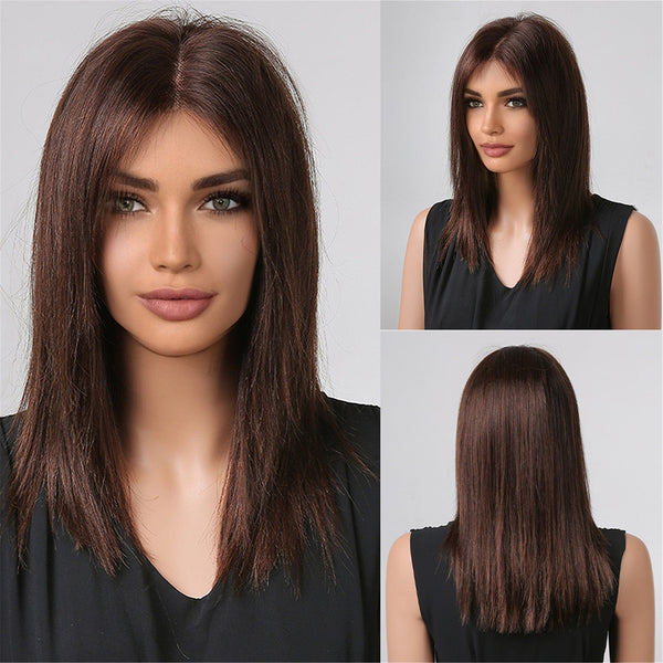 Stylonic Fashion Boutique Human Hair Wig Brown Lace Front Human Hair Wig 14 inch Brown Lace Front Human Hair Wig - Stylonic Wigs