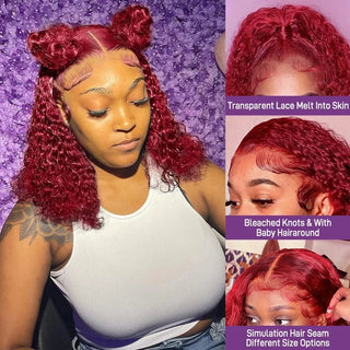 Stylonic Fashion Boutique Human Hair Wigs Burgundy Curly Lace Front Wig Human Hair Wigs | Burgundy Lace Wig - Stylonic Fashion Boutique