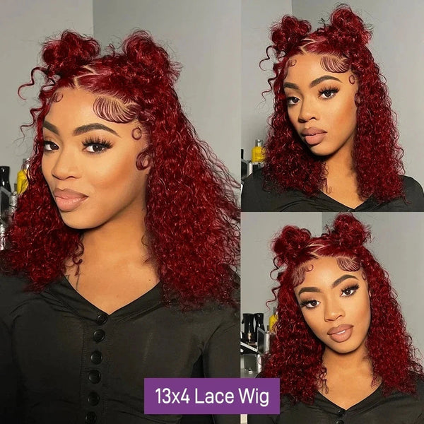 Stylonic Fashion Boutique Human Hair Wigs Burgundy Curly Lace Front Wig Human Hair Wigs | Burgundy Lace Wig - Stylonic Fashion Boutique