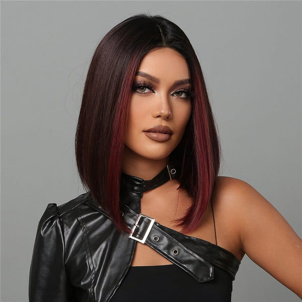 Stylonic Fashion Boutique Synthetic Wig Burgundy Highlight Wig Burgundy Highlight Wig - Stylonic