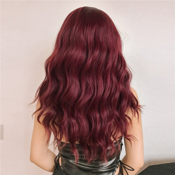 Stylonic Fashion Boutique Synthetic Wig Burgundy Wavy Wig Wigs - Burgundy Wavy Wig | Red Wigs | Stylonic Fashion Boutique