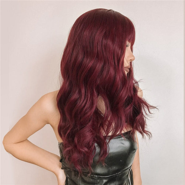 Stylonic Fashion Boutique Synthetic Wig Burgundy Wavy Wig Wigs - Burgundy Wavy Wig | Red Wigs | Stylonic Fashion Boutique