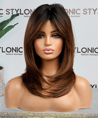 Stylonic Fashion Boutique Synthetic Ombre Black to Brown Wig