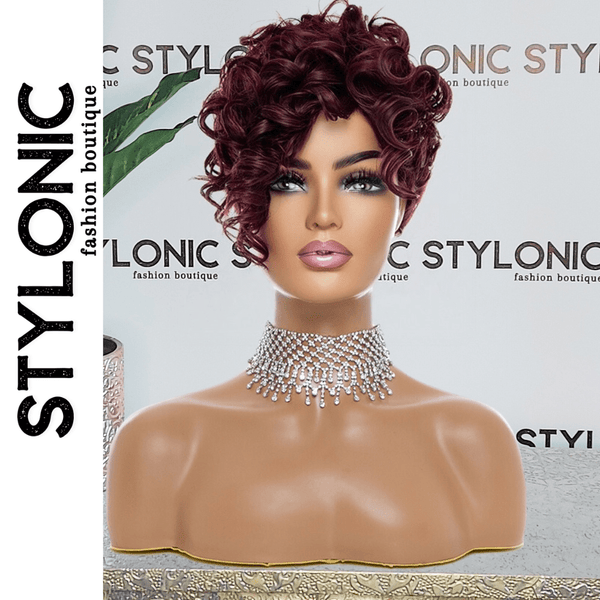 Stylonic Fashion Boutique Synthetic Wig Short Curly Burgundy Wig Short Curly Burgundy Wig - Stylonic Wigs