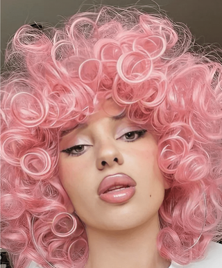 Stylonic Fashion Boutique WL1103-1 Short Pink Kinky Curly Afro Wig