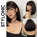 Stylonic Fashion Boutique Synthetic Wig Dark Brown Wig with Bangs Dark Brown Wig with Bangs - Stylonic Wigs