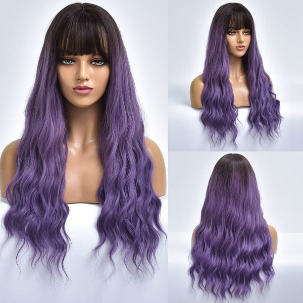 Stylonic Fashion Boutique Synthetic Wig Dark Purple Wig with Bangs Dark Purple Wig with Bangs - Stylonic Fashion Boutique