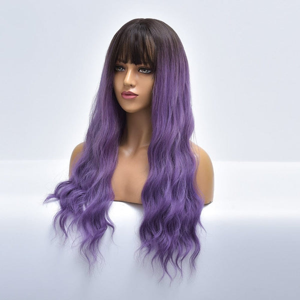 Stylonic Fashion Boutique Synthetic Wig Dark Purple Wig with Bangs Dark Purple Wig with Bangs - Stylonic Fashion Boutique