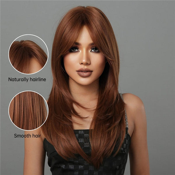 Stylonic Fashion Boutique Synthetic Wig Ginger Wig with Bangs Ginger Wig with Bangs - Stylonic