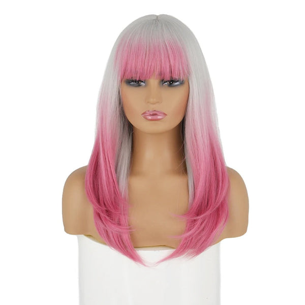 Stylonic Fashion Boutique Synthetic Wig 0906-97C / CHINA Grey and Pink Wig Grey and Pink Wig - Stylonic Premium Wigs