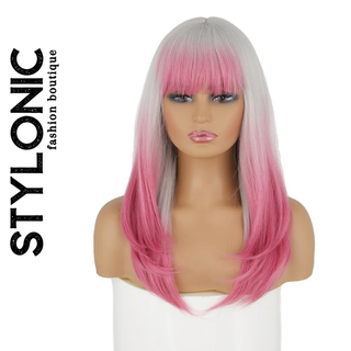 Stylonic Fashion Boutique Synthetic Wig 0906-97C / CHINA Grey and Pink Wig Grey and Pink Wig - Stylonic Premium Wigs