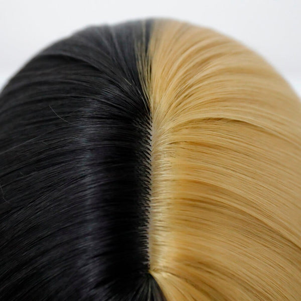 Stylonic Fashion Boutique Synthetic Wig Half Black Gold Party Cosplay Wig Half Black Gold Party Cosplay Wig - Stylonic Wigs