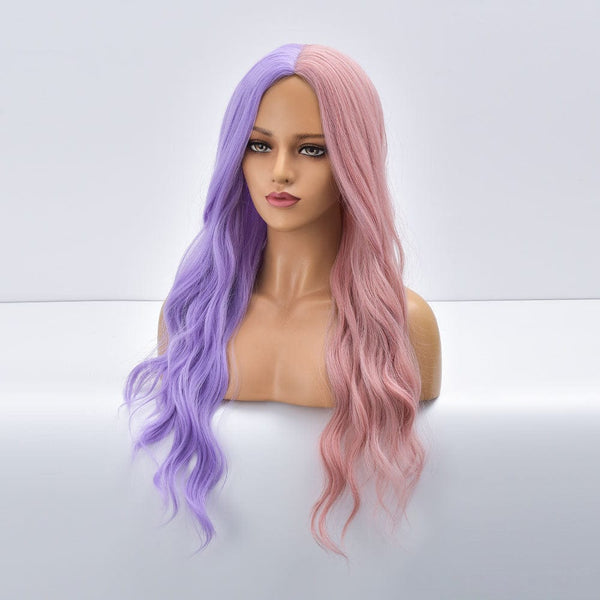 Stylonic Fashion Boutique Synthetic Wig TB20051-12 Half Purple Half Pink Synthetic Wig Half Purple Half Pink Synthetic Wig - Stylonic Wigs