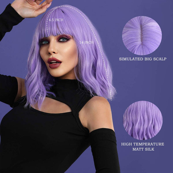 Heliotrope Purple Wig with Bangs