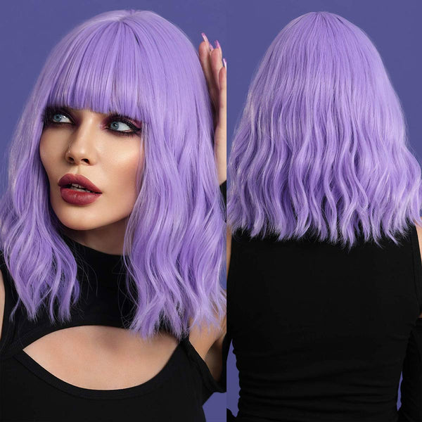 Stylonic Fashion Boutique Synthetic Wig Heliotrope Purple Wig with Bangs Heliotrope Purple Wig with Bangs - Stylonic Fashion Boutique