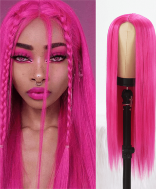 Stylonic Fashion Boutique Synthetic Wig Hot Pink Straight Lace Front Wig Hot Pink Straight Lace Front Wig - Stylonic Wigs