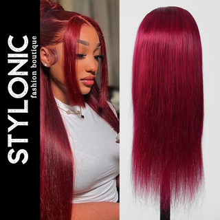 Stylonic Fashion Boutique Human Hair Wig 180% / 24inches Human Hair Burgundy Lace Front Wig Human Hair Burgundy Lace Front Wig - Stylonic Wigs