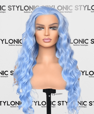 Stylonic Fashion Boutique Lace Front Synthetic Wig Icy Blue Synthetic Lace Front Curly Wig Icy Blue Synthetic Lace Front Curly Wig - Stylonic Wigs