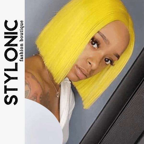 Stylonic Fashion Boutique Lace Front Synthetic Wig Lace Front Yellow Bob Wig Wigs - Lace Front Yellow Bob Wig | Yellow Wigs | Stylonic 