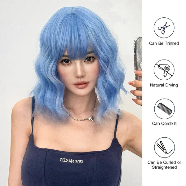 Stylonic Fashion Boutique Synthetic Wig Light Blue Wig Light Blue Wig - Stylonic Premium Wigs