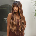 Stylonic Fashion Boutique Synthetic Wig Long Wavy Brown Highlighted Wig Long Wavy Brown Highlighted Wig - Stylonic Fashion Boutique