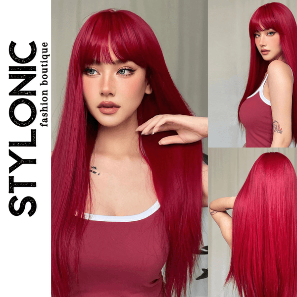 Stylonic Fashion Boutique Synthetic Wig Light Wine Red Synthetic Wig Red Synthetic Wig - Stylonic Wigs