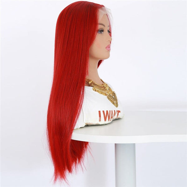 Stylonic Fashion Boutique Lace Front Synthetic Wig Red Lace Wig Long Straight Synthetic Wig Red Lace Wig Long Straight Synthetic Wig | Red Wigs | Stylonic