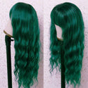 Stylonic Fashion Boutique Synthetic Wig Long Wavy Green Wig with Bangs Wigs - Long Wavy Green Wig with Bangs - Stylonic Fashion Boutique