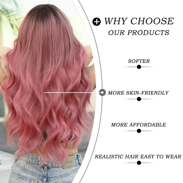 Stylonic Fashion Boutique Synthetic Wig Long Wavy Pink Wig Long Wavy Pink Wig - Stylonic Wigs