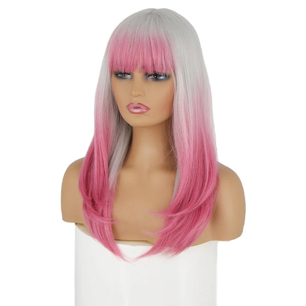 Grey and Pink Wig