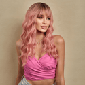 Stylonic Fashion Boutique Pink Body Wave Wig with Bangs