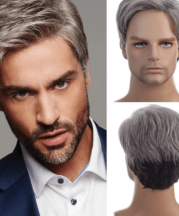 Stylonic Fashion Boutique Synthetic Wig Mens Grey Wig Wigs | Silver Wigs | Men's Wigs | Mens Grey Wig - Stylonic