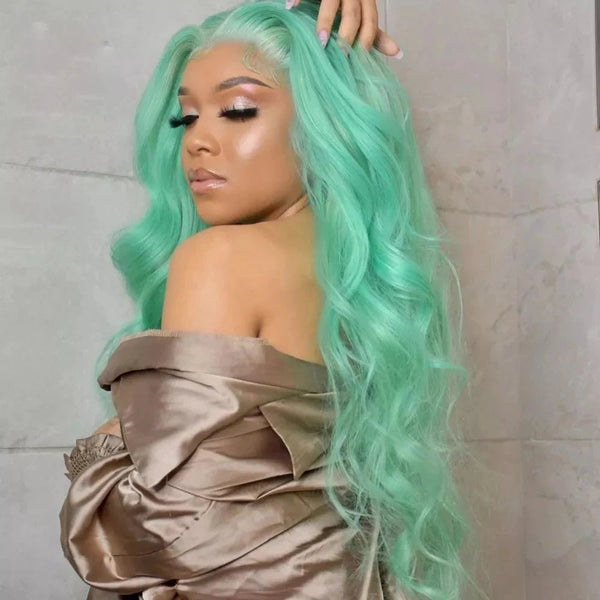 Stylonic Fashion Boutique Synthetic Wig Mint Light Green Synthetic Transparent Lace Front Wig Mint Light Green Synthetic Transparent Lace Front Wig - Stylonic Wigs