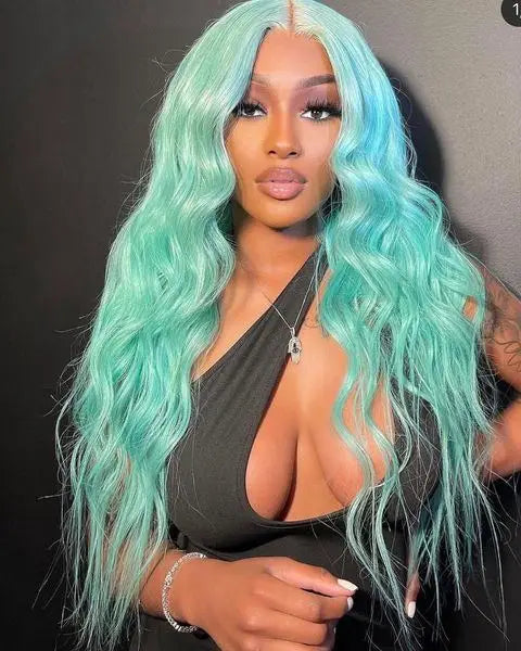 Stylonic Fashion Boutique Synthetic Wig Mint Light Green Synthetic Transparent Lace Front Wig Mint Light Green Synthetic Transparent Lace Front Wig - Stylonic Wigs