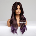 Stylonic Fashion Boutique Synthetic Wig EM8049-1 Ombre Dark Brown to Purple Wig Ombre Dark Brown to Purple Wig - Stylonic Fashion Wigs