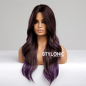 Stylonic Fashion Boutique Synthetic Wig EM8049-1 Ombre Dark Brown to Purple Wig Ombre Dark Brown to Purple Wig - Stylonic Fashion Wigs